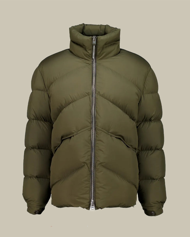 Olive Green Microfibre Down Puffer Jacket