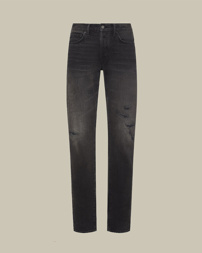 Washed Black Rip & Repair Straight Fit Jean