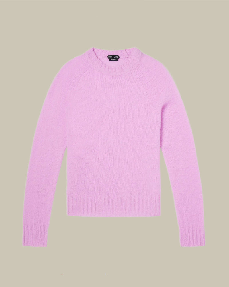 Light Rose Seamless Brushed Cashmere Crewneck