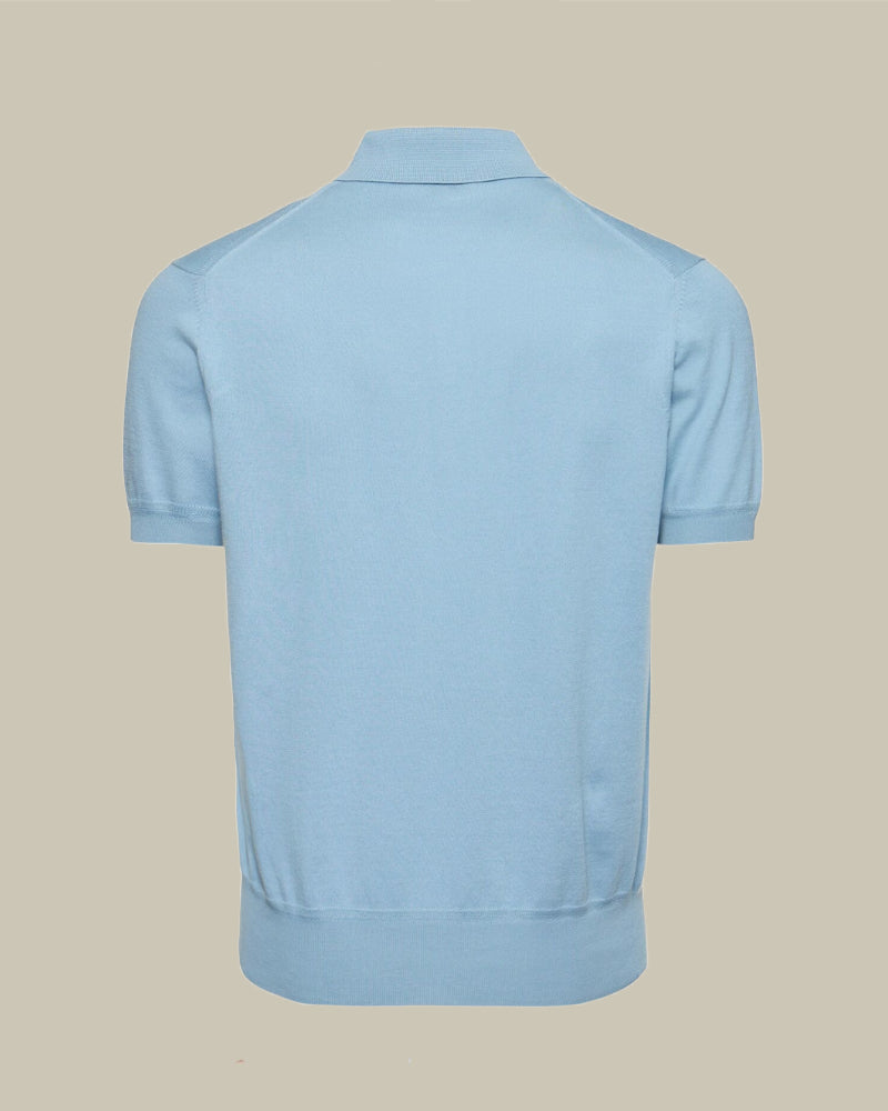 Pure Cotton Knit Polo Lapis