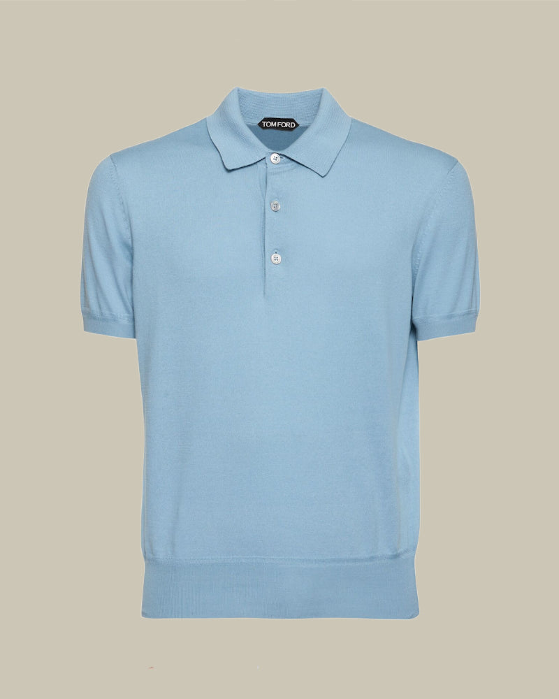 Pure Cotton Knit Polo Lapis