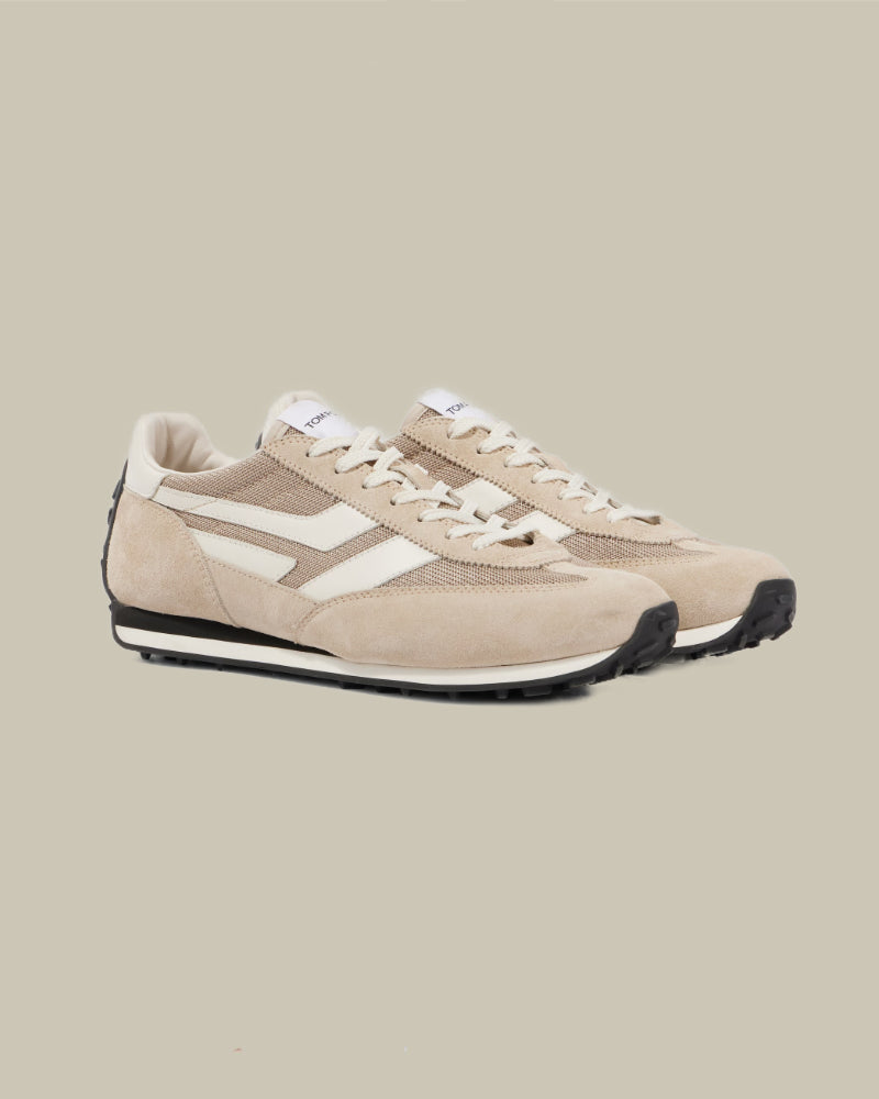 Suede Cream & Black Mick Sneaker