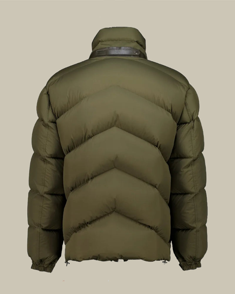 Olive Green Microfibre Down Puffer Jacket