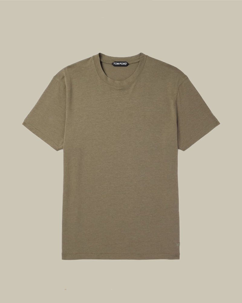 Lyocell Cotton Crew Neck T Shirt Sea Moss