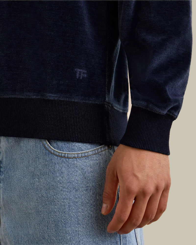 Indigo Velour Crew Neck Sweatshirt
