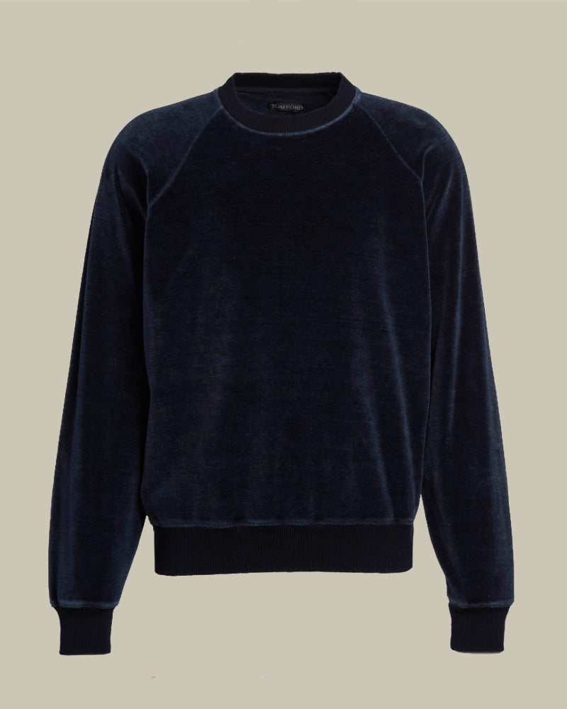 Indigo Velour Crew Neck Sweatshirt