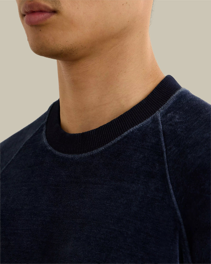 Indigo Velour Crew Neck Sweatshirt