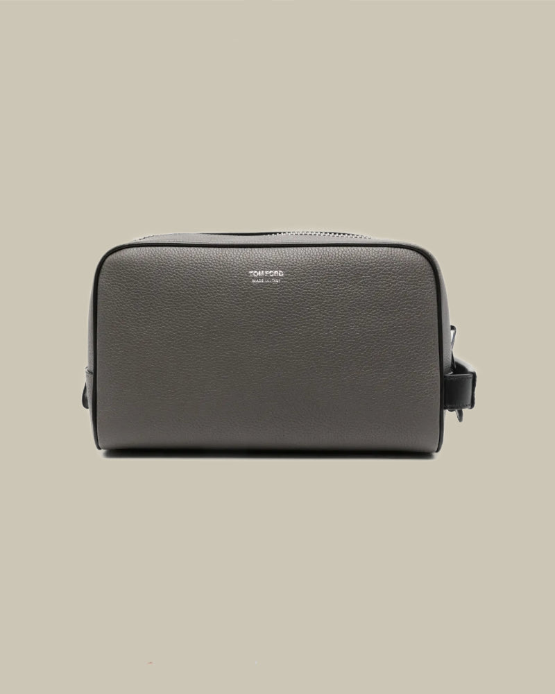 Grey & Black Soft Grain Leather Vanity Case