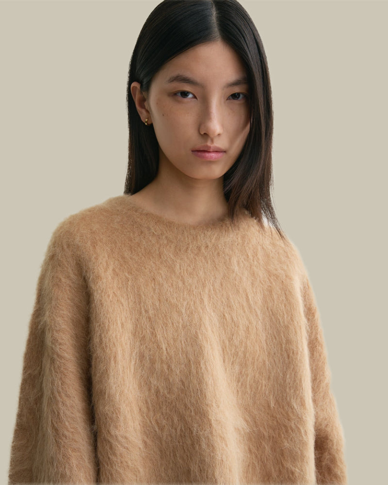 Boxy Alpaca Knit Camel Melange