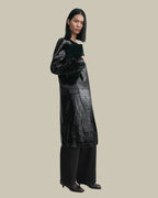 Croco-Embossed Coat Black