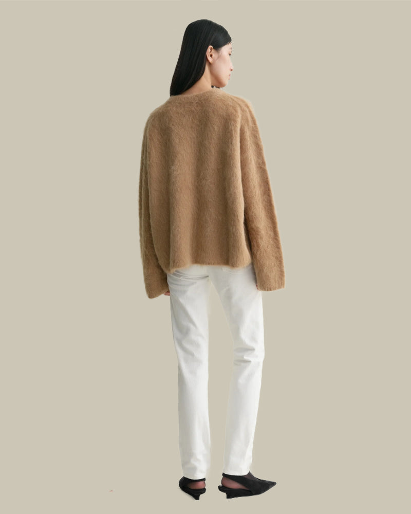 Boxy Alpaca Knit Camel Melange