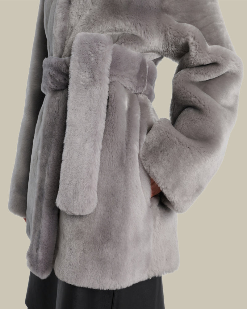 Grey Plush Shearling Jacket