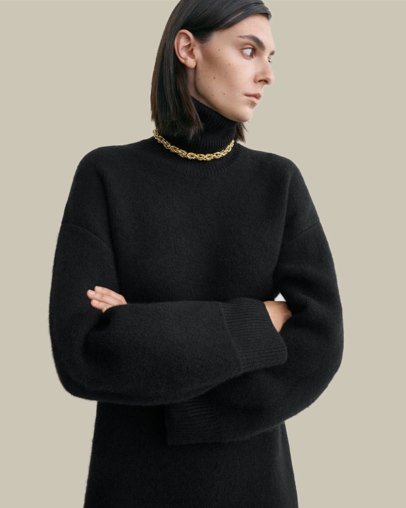 Broad Turtleneck Dress Black