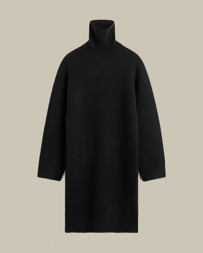 Broad Turtleneck Dress Black