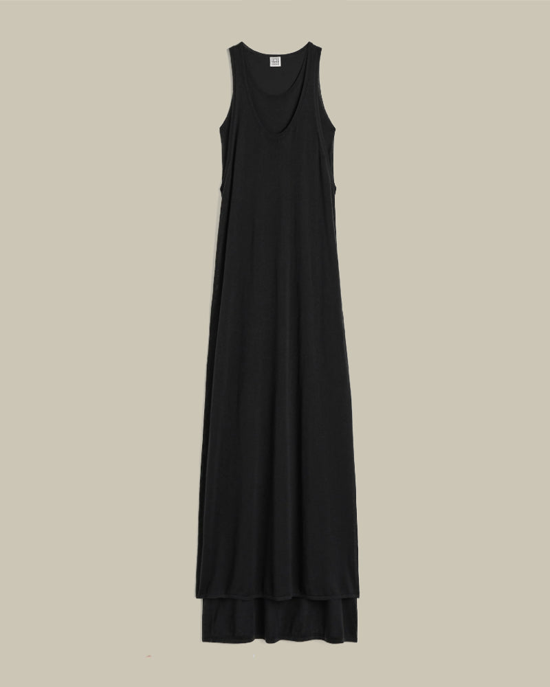 Layered Knit Tank Dress Black