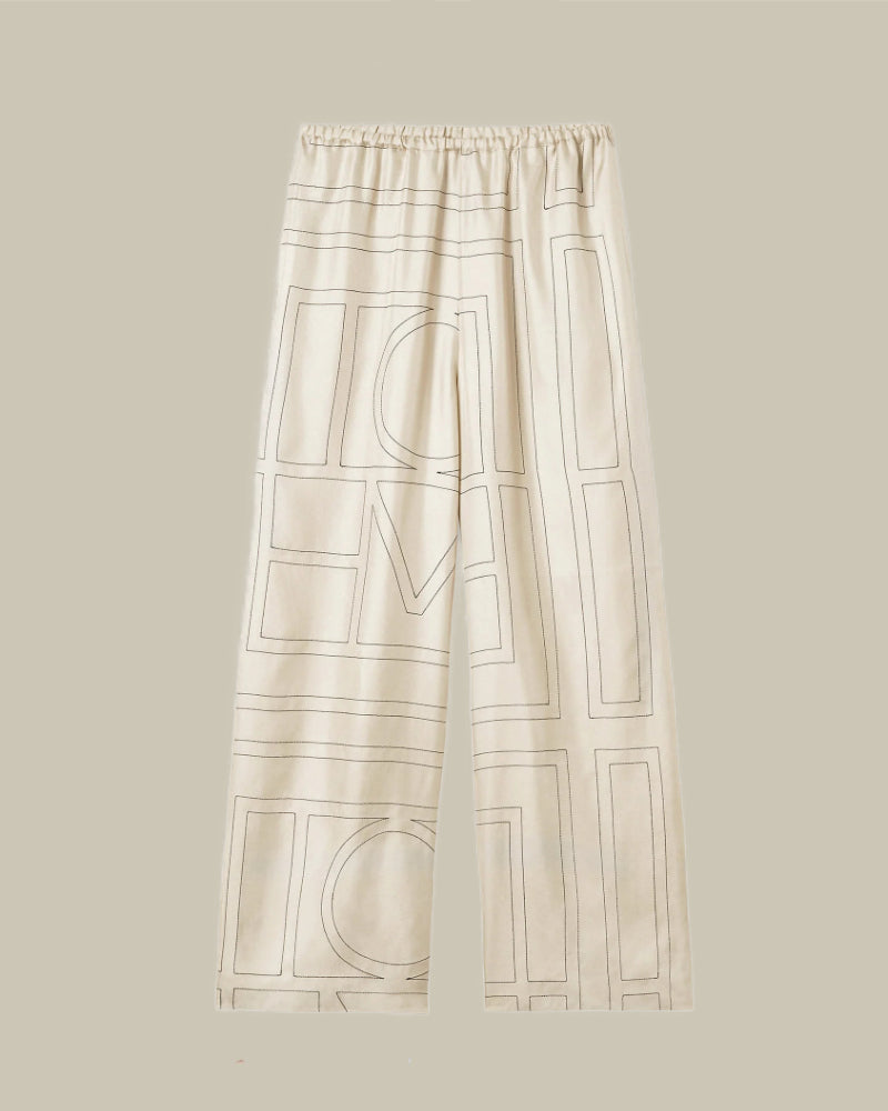 Monogram Silk PJ Bottoms Ivory