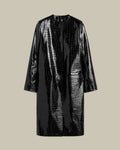 Croco-Embossed Coat Black