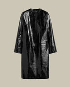 Croco-Embossed Coat Black