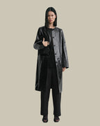 Croco-Embossed Coat Black
