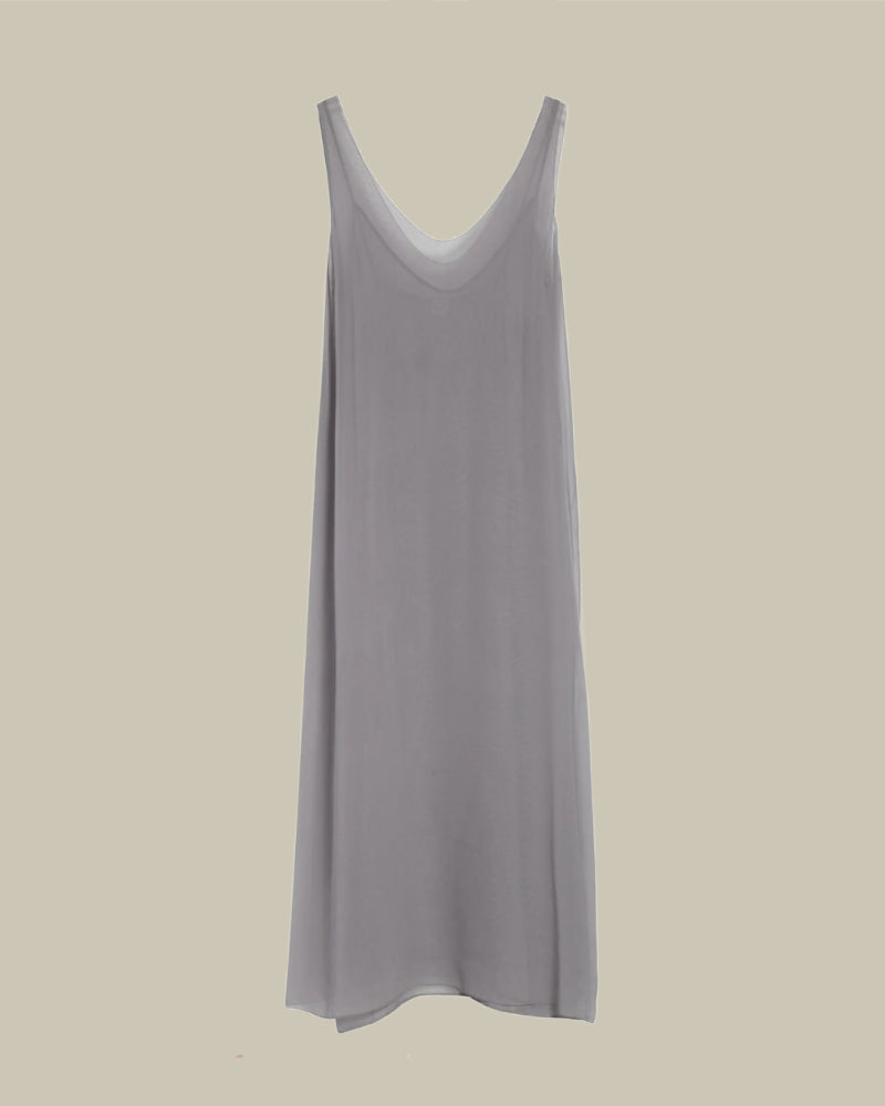 Chiffon Slip Dress Light Grey