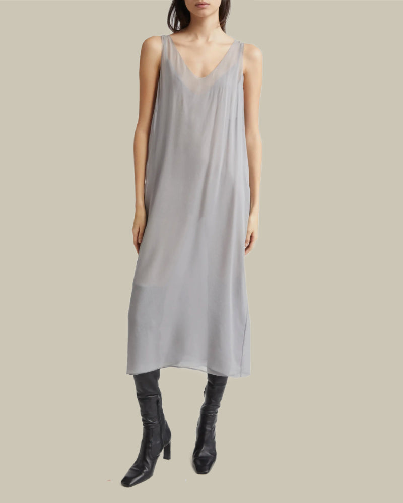 Chiffon Slip Dress Light Grey