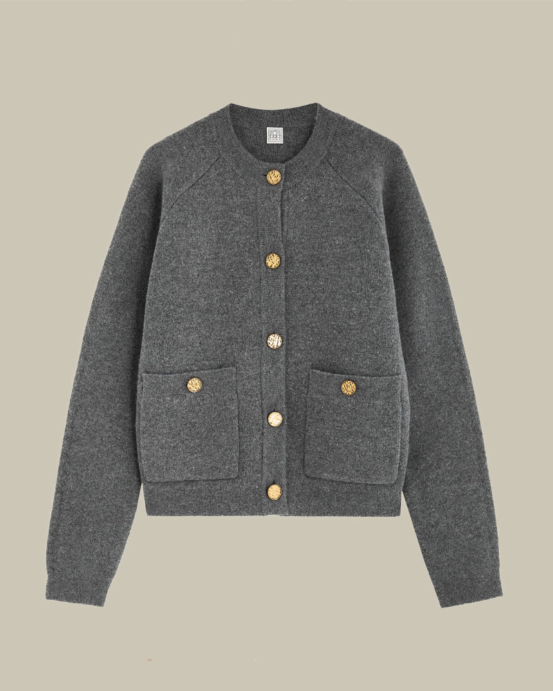 Hammered Button Cardigan Grey
