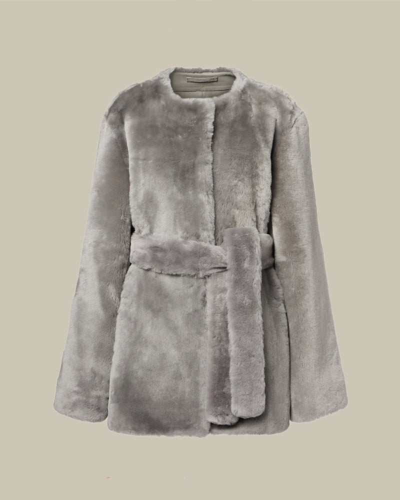 Grey Plush Shearling Jacket