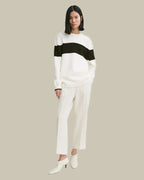 Contrast Stripe Knit White & Black Jumper