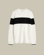 Contrast Stripe Knit White & Black Jumper