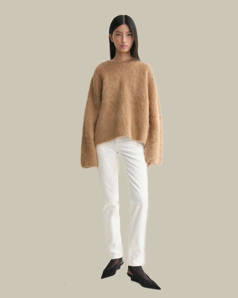 Boxy Alpaca Knit Camel Melange