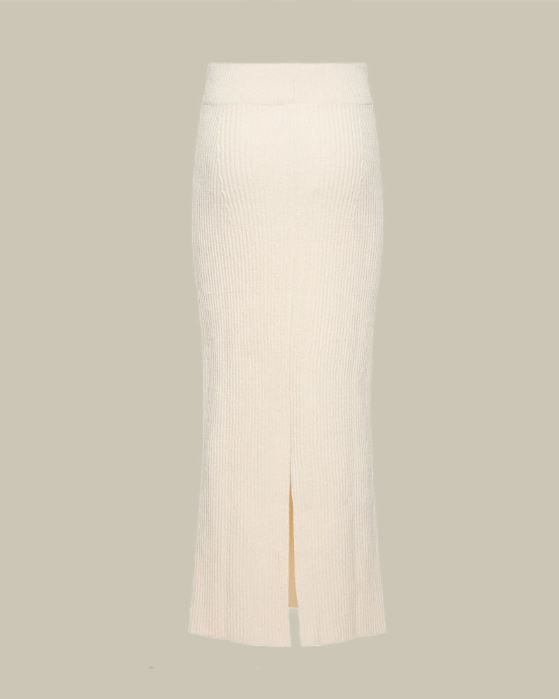 Textured Cream Rib Knit Skirt