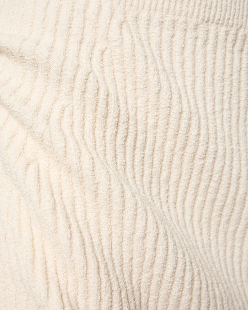 Textured Cream Rib Knit Skirt