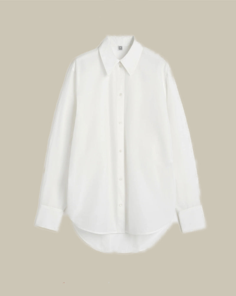Kimono-Sleeve Cotton Shirt White