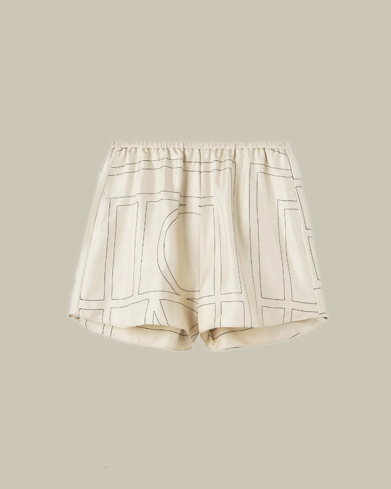 Monogram Silk PJ Shorts Ivory