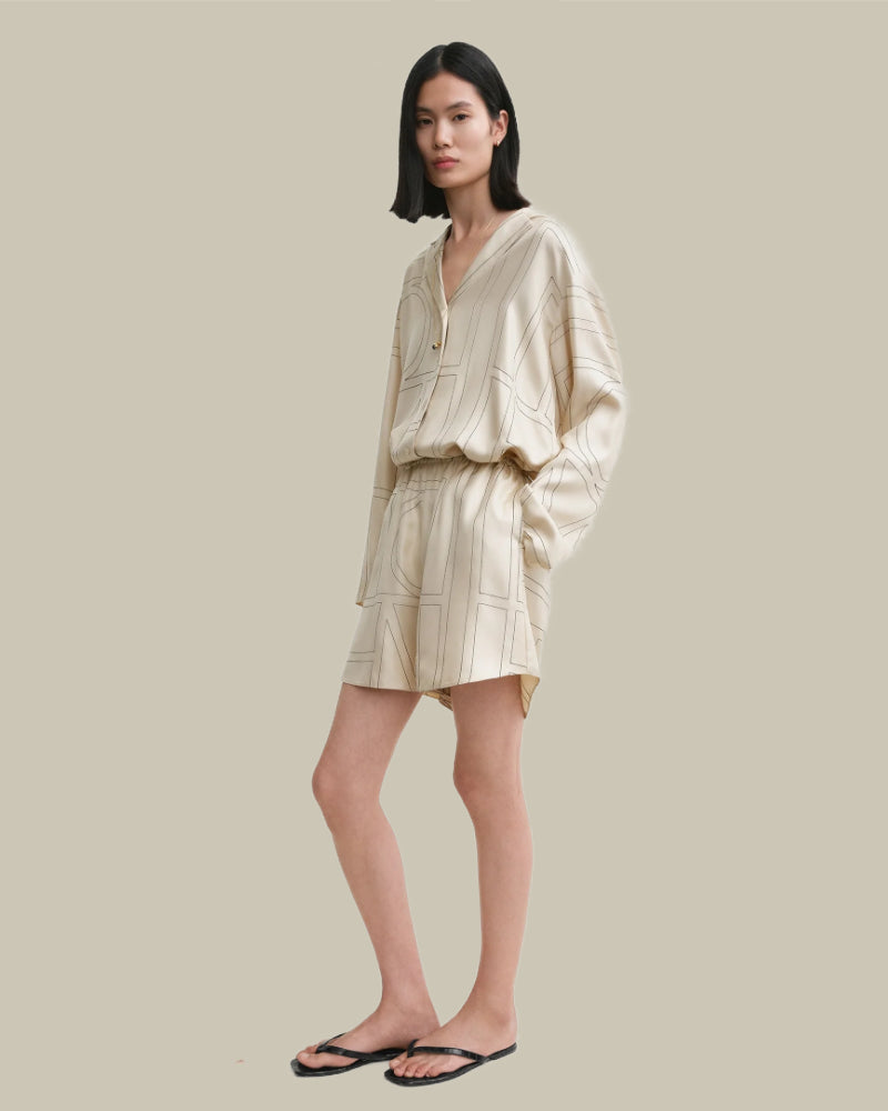 Monogram Silk PJ Shorts Ivory