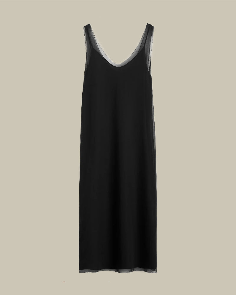 Chiffon Slip Dress Black