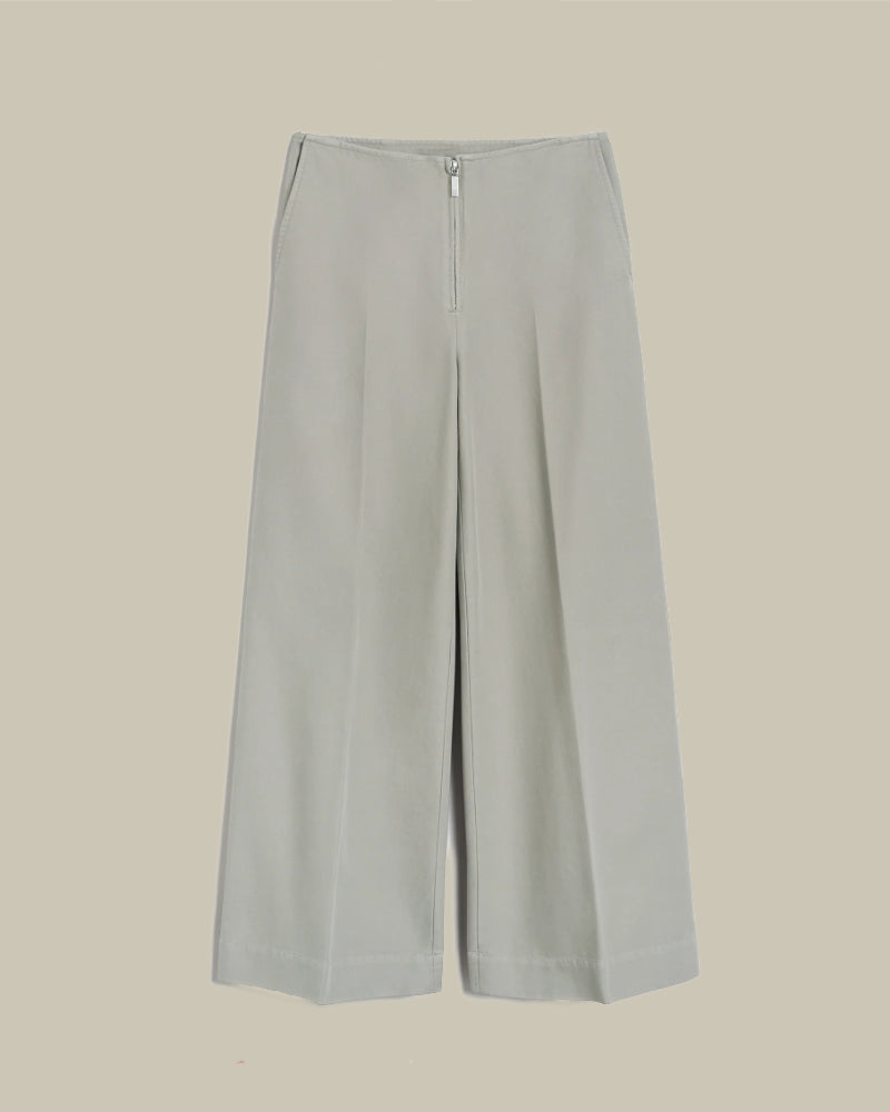 Zip-Front Wide Trousers Dove