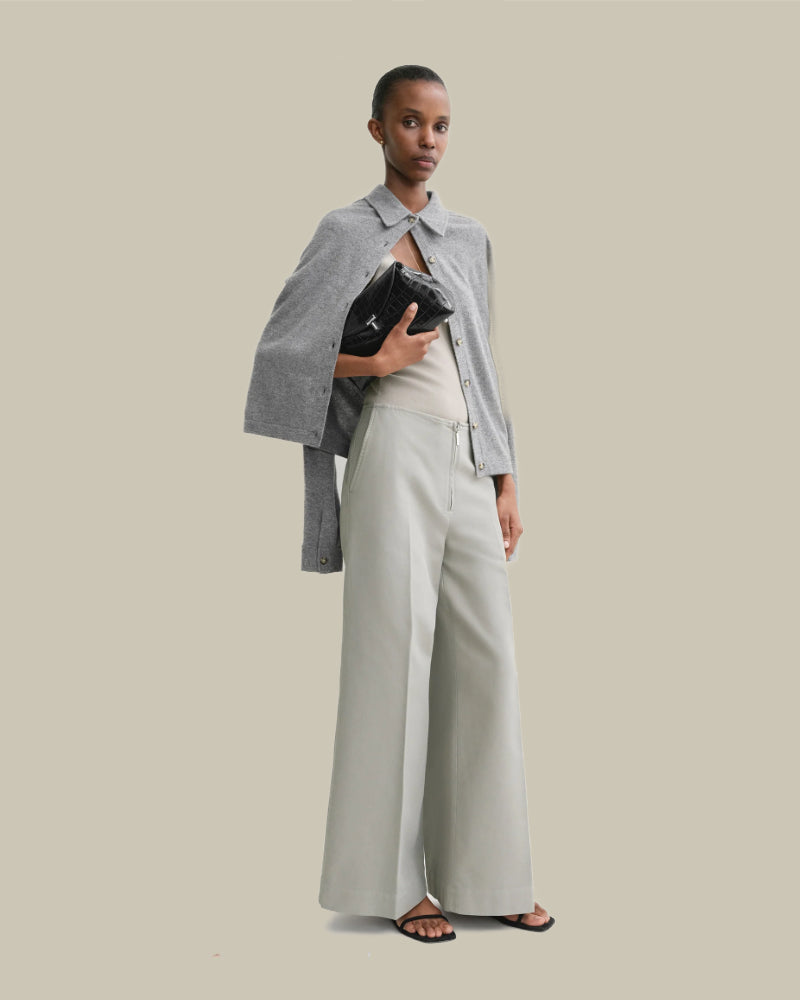 Zip-Front Wide Trousers Dove