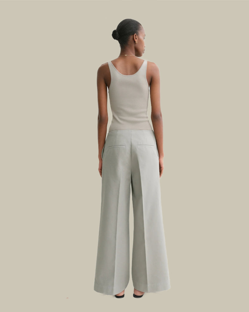 Zip-Front Wide Trousers Dove