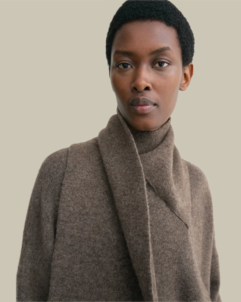 Draped-Scarf Knit Truffle