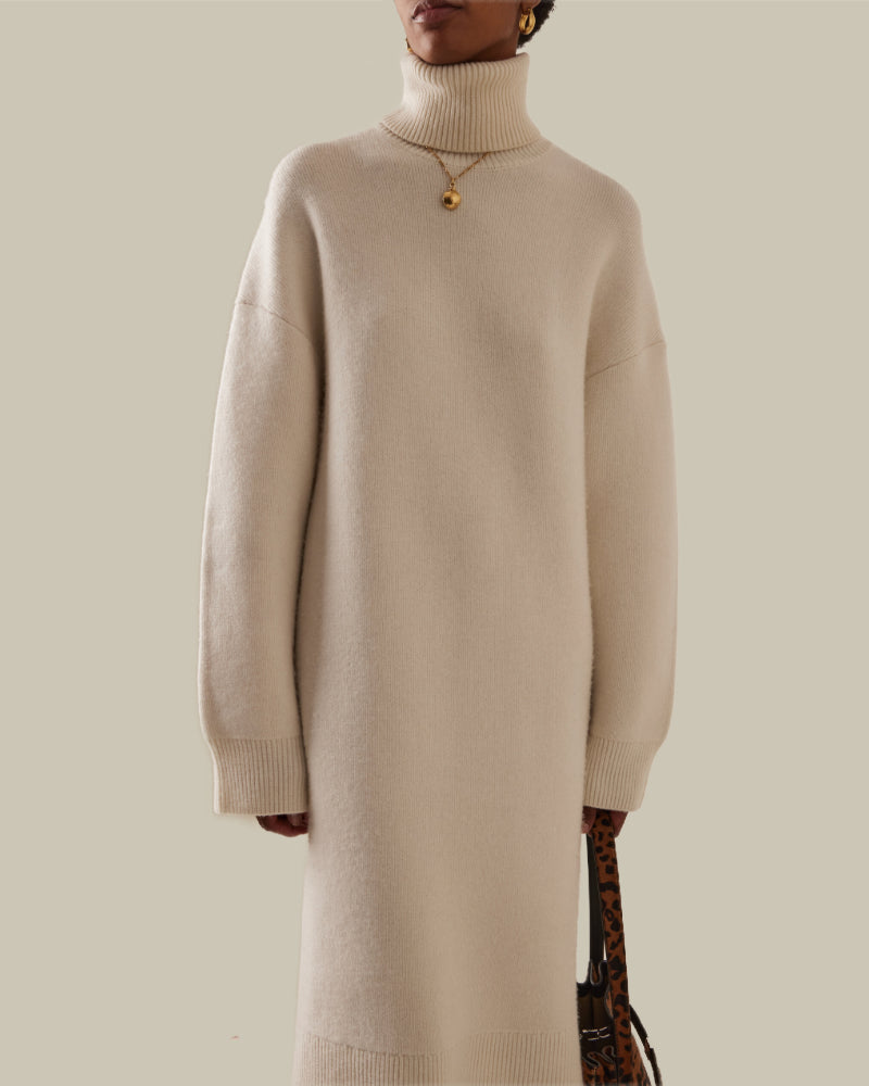 Broad Turtleneck Dress Milk