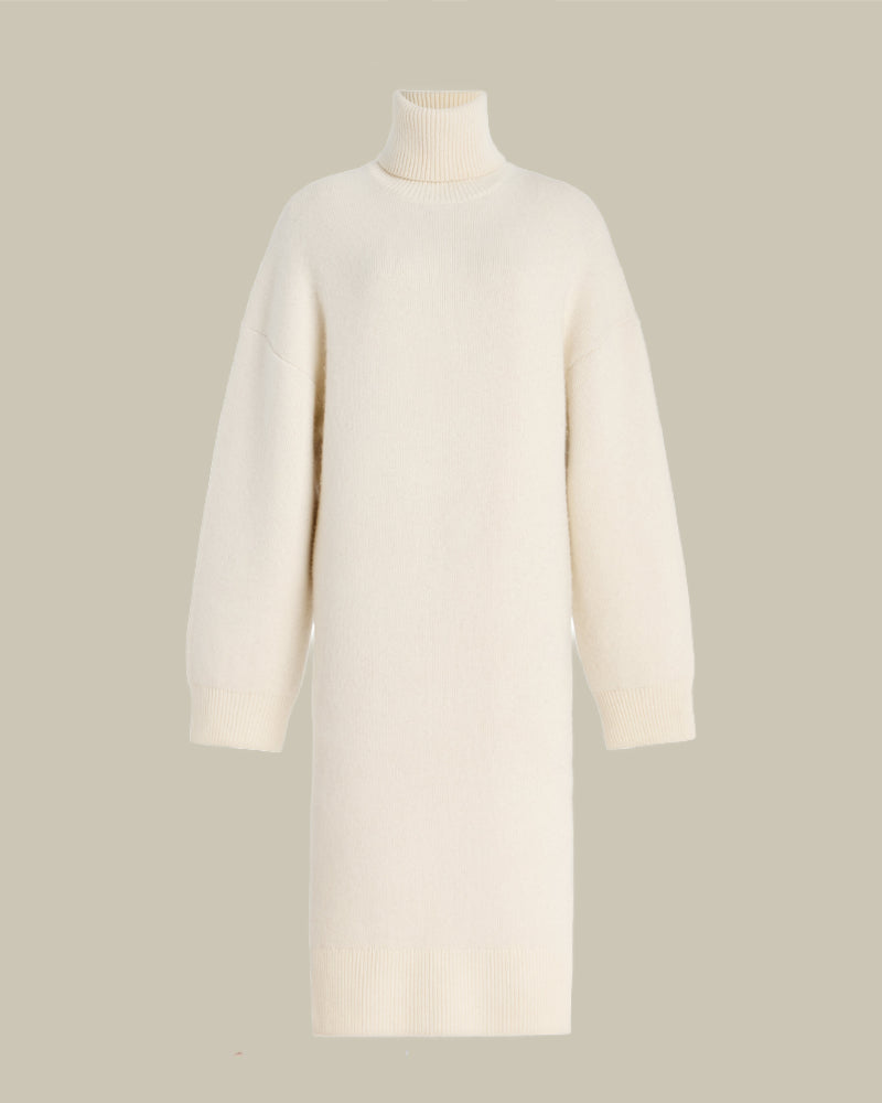 Broad Turtleneck Dress Milk