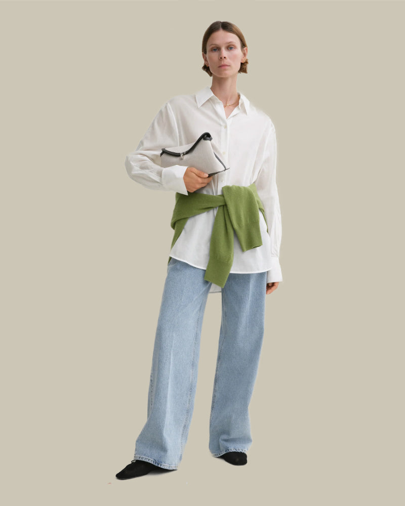 Kimono-Sleeve Cotton Shirt White