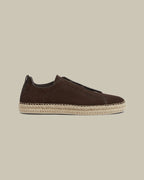 Dark Brown Suede Triple Stitch Espadrilles
