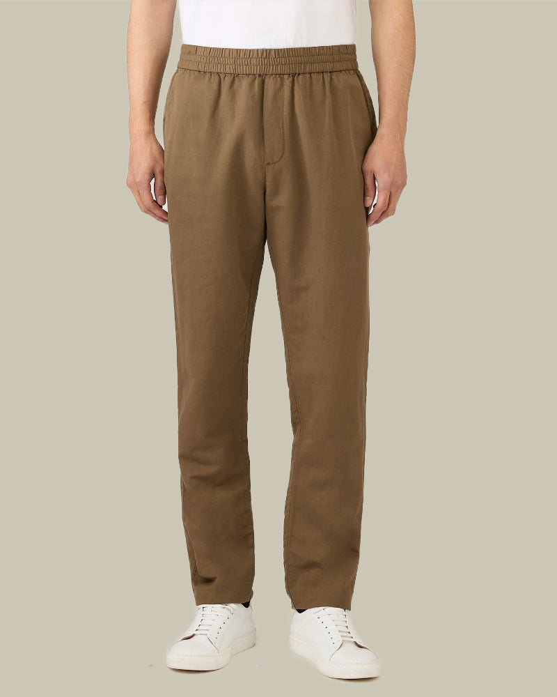Cotton Linen Drawstring Trouser Dark Cedar