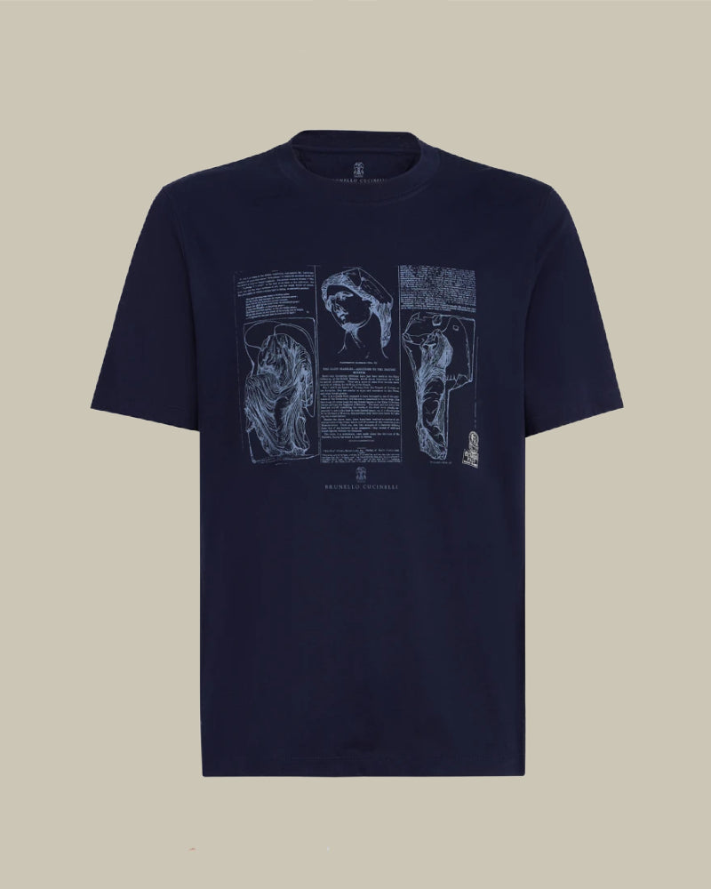 Navy Graphic Printed Crewneck T-Shirt