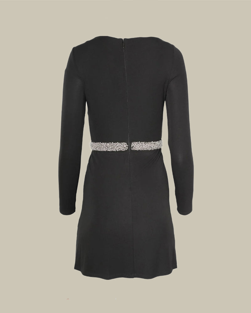 Tulia Black Long Sleeved Mini Dress