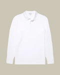 White Long Sleeve Pique Polo