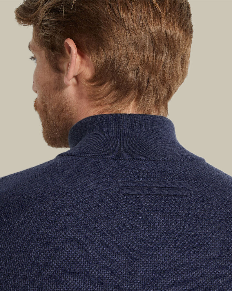 Ink Blue Oasi Cashmere Zip Mock Neck
