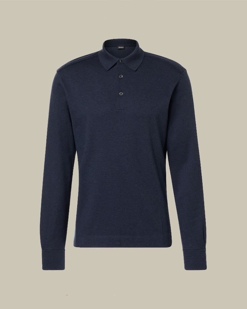 Navy Pure Cotton Jersey Polo